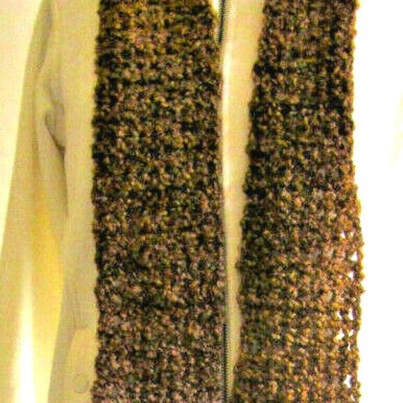 Brown Scarf 100x5 Stripe Handmade Crochet Hand Knit Chunky Christmas Gift NWT - Picture 6 of 8